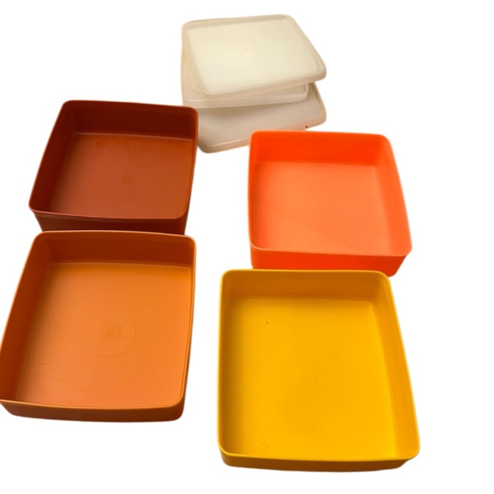 Tupperware Orange, Yellow, and White Food Storage Set